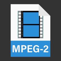 diseño plano moderno del icono de archivo de ilustración mpeg-2 para web vector