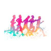 Running silhouettes PNG,Trail running,marathon runner,jogging,Outdoor sports,Exercise fitness,Healthy lifestyle,Watercolor png