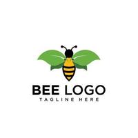 diseño de logotipo de hoja de abeja de miel vector