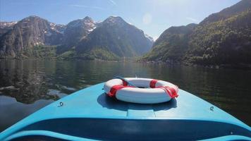 Hallstatt Lake and mountains from view of boat video