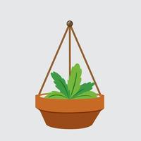 Flat hanging plant with pot background vector