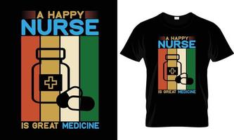un gráfico de diseño de camiseta de enfermera feliz. vector
