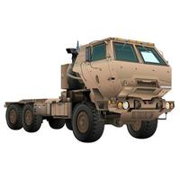 camión militar en estilo realista. sistema de cohetes de artillería de alta movilidad m142 himars. vehículo táctico. foto