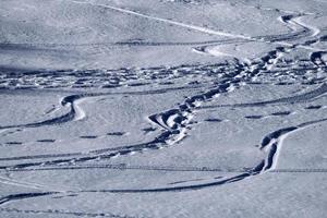 dolomites snow panorama alpine ski off slope tracks photo