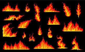 Cartoon bonfire, wildfire and fireplace fire flame