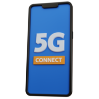 Réseau 5g de rendu 3d avec smartphone isolé png