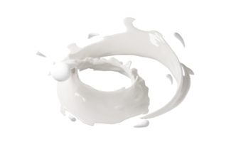 3d milk ripple whirlpool splash  isolated. 3d render illustration png