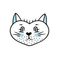 cara de gato hombre, gato con cerdas. ilustración para impresión, fondos, cubiertas y embalaje. la imagen se puede utilizar para tarjetas de felicitación, carteles, pegatinas y textiles. aislado sobre fondo blanco. vector