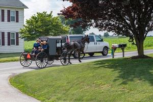 LANCASTER, USA - JUNE 25 2016 - Amish people in Pennsylvania photo