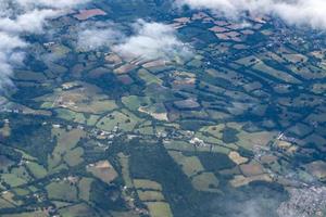 british countryside farmed fields aerial view photo