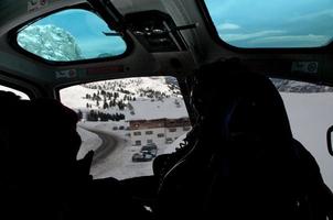 Dolomites aerial sky view taken from Helicopter in winter photo