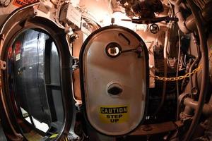 BALTIMORE, USA - JUNE 21 2016 - inside TORSK ii world war submarine view detail close up photo