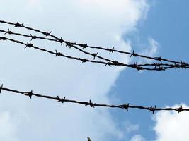 barbed wire on cloudy sky photo