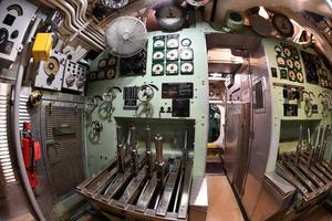 BALTIMORE, USA - JUNE 21 2016 - inside TORSK ii world war submarine view detail close up photo