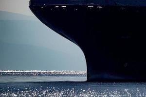 ship prow bow close up detail at sunset photo