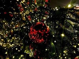 christmas tree red balls decorations at street market photo