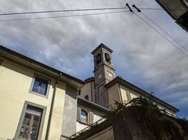 Bergamo medieval high town houses view photo