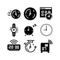 icono de reloj, hora, alarma, reloj digital. ilustraciones de diseño vectorial que son adecuadas para su uso como elementos, sitios web, aplicaciones, pancartas, afiches, etc. vector