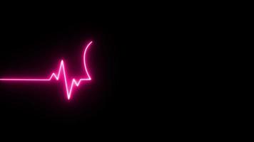animation de boucle de fond médical ecg de battement de coeur, fond d'ekg de rythme cardiaque, cardiogramme en forme de coeur impulsion cardiaque néon brillant ecg. fond de mouvement de rythme de battement de coeur de néon. néon d'impulsion de battement de coeur. video