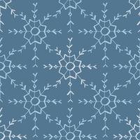 patrón sin costuras de navidad con copos de nieve de garabatos sobre un fondo azul. ilustración vectorial eps10 vector