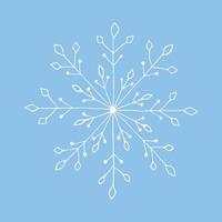 Doodle Christmas snowflake isolated on blue background. Vector illustration. EPS10