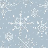 Christmas seamless pattern with doodle snowflakes on a gray background. Vector illustration. EPS10