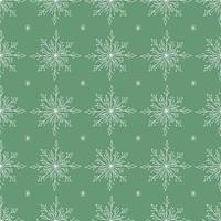 Christmas seamless pattern with doodle snowflakes on a green background. Vector illustration. EPS10