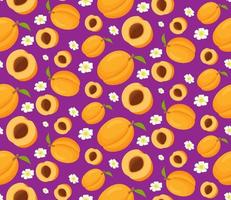 Seamless pattern with apricots. Ripe fruit apricot. Concept of design of ornaments for fabric, paper. Realistic vector illustration.For wrapping paper.