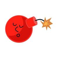 Bomb character. Round weapon mascot with funny emotion and face. Explosive emotion collection with fetel and eyes. Isolated on white background expression dynamite vector illustration concept