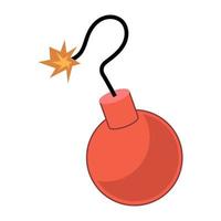 Cartoon dynamite and tnt explosives with timer and fuse. Fire bomb and dangerous weapon to destroy. Game icon for destruction and dangerous burning object vector illustration