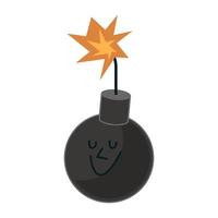 Bomb character. Round weapon mascot with funny emotion and face. Explosive emotion collection with fetel and eyes. Isolated on white background expression dynamite vector illustration concept