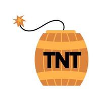 Cartoon dynamite and tnt explosives with timer and fuse. Fire bomb and dangerous weapon to destroy. Game icon for destruction and dangerous burning object vector illustration