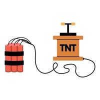 Cartoon dynamite and tnt explosives with timer and fuse. Fire bomb and dangerous weapon to destroy. Game icon for destruction and dangerous burning object vector illustration