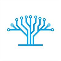 Circuit tree tech logo template design. Innovative digital technology concept business icon. Vector illustration.