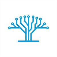 Circuit tree tech logo template design. Innovative digital technology concept business icon. Vector illustration.