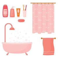 cuarto de baño interior colores rosa vector