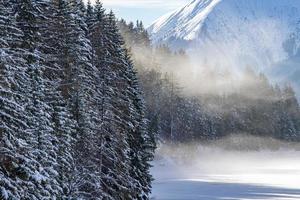 niebla congelada del lago alpino
