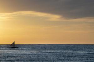 sunset in tahiti french polynesia beach photo