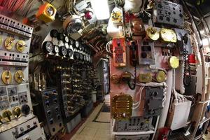 BALTIMORE, USA - JUNE 21 2016 - inside TORSK ii world war submarine view detail close up photo