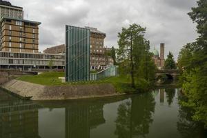 padova view from river old and new buildings photo