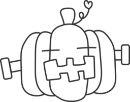 Halloween zucca Frankenstein personaggio nero magro linea elemento. png