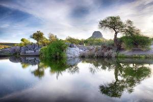 Baja California desert oasis and montains landscape view photo