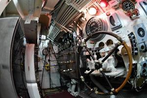 BALTIMORE, USA - JUNE 21 2016 - inside TORSK ii world war submarine view detail close up photo