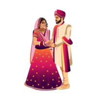 Indian wedding couple character bride and groom png