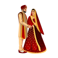 Indian wedding couple character bride and groom png