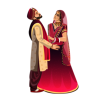 mignon cuople dans le personnage de couple de mariage traditionnel indien png