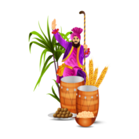 Fröhliches Vaisakhi-Design mit Weizen und Trommel png
