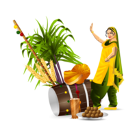 Happy vaisakhi design with wheat and drum png