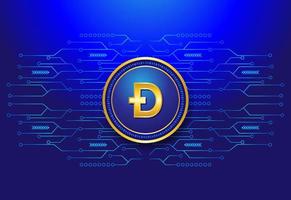 doge coin cryptocurrency symbol on network background