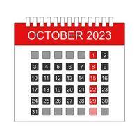 mes octubre día 2023 icono vector